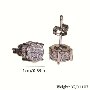 Unisex Rhinestone Stud Earrings – Gold & Silver Tone