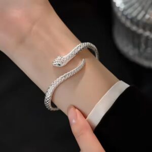 Women’s Snake Open Cuff Bracelet – Trendy Adjustable Bangle