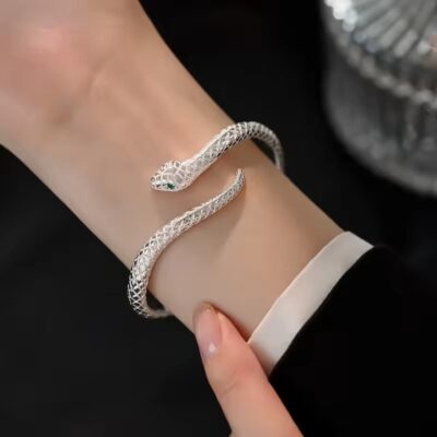 Women’s Snake Open Cuff Bracelet – Trendy Adjustable Bangle