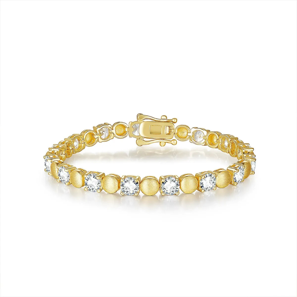 Women’s 925 Silver Moissanite Bracelet – 5mm Brushed Design (1)