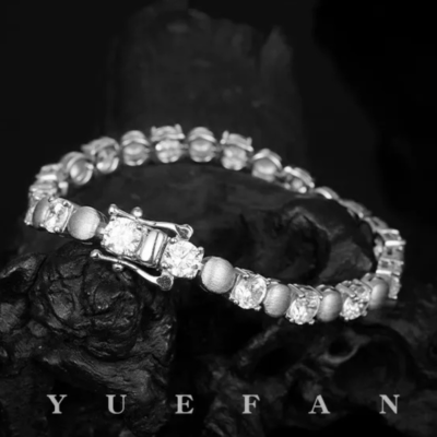 Women’s 925 Silver Moissanite Bracelet – 5mm Brushed Design