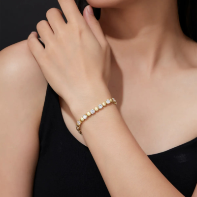 Women’s 925 Silver Moissanite Bracelet – 5mm Brushed Design