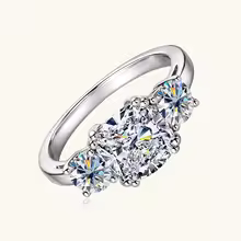 Anziw Women’s 3-Stone Moissanite Ring – 925 Silver