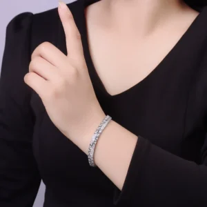 Unisex S925 Silver Geometric Bracelet – Moissanite Style