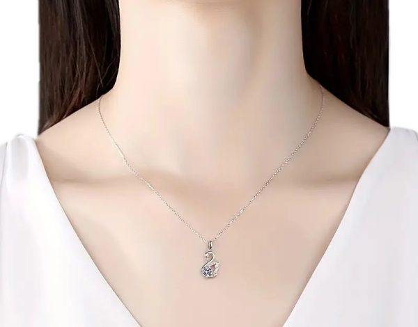 Moissanite Pendant & Chain – Swan – 925 Sterling Silver